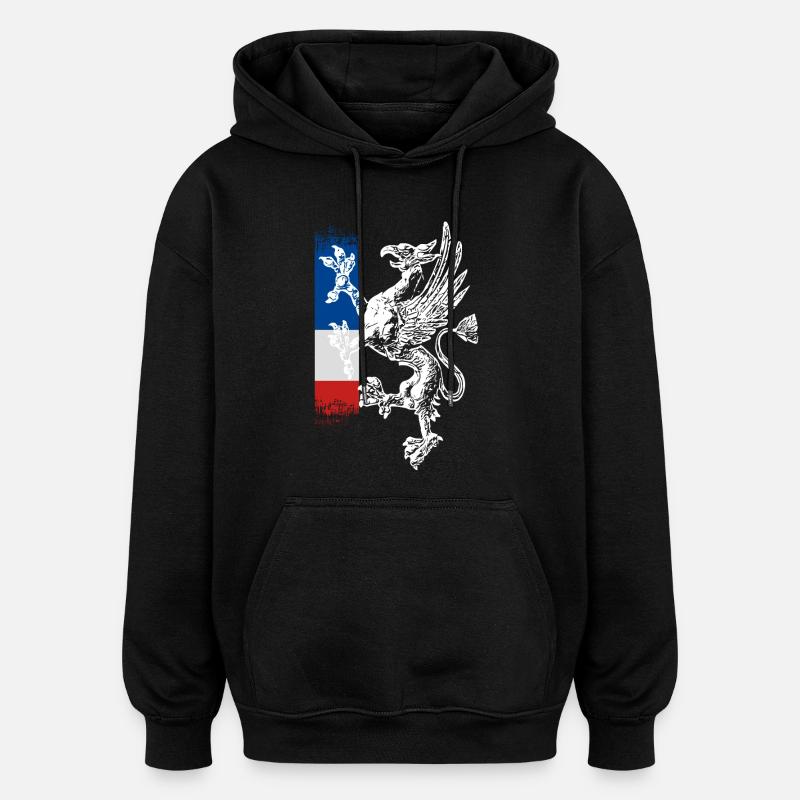 griffon debout bleu blanc rouge Rostock - Sweat à capuche oversize unisexe - noir