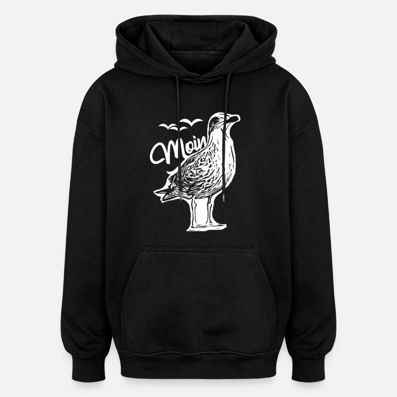 Moin - Möwe - Oversized Unisex Hoodie - Schwarz