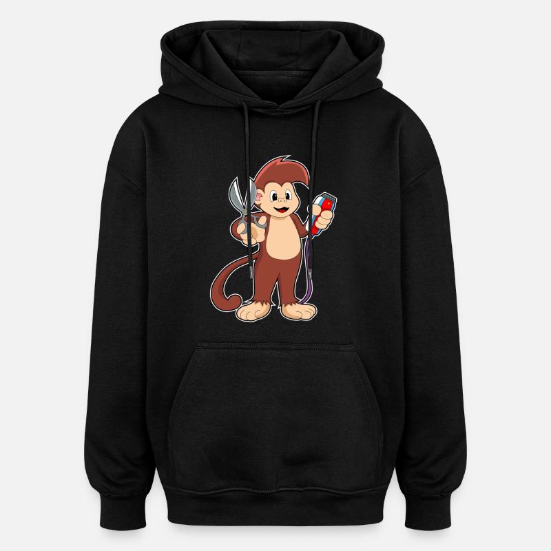 Ciseaux de coiffeur singe - Sweat à capuche oversize unisexe - noir