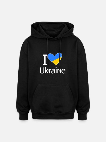 Ukraine - Sweat à capuche oversize unisexe - noir