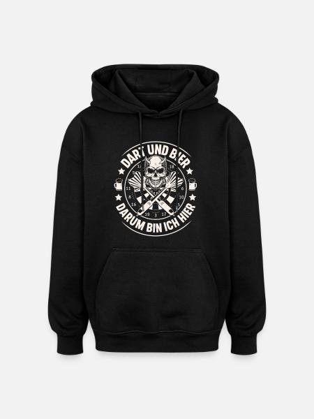 Dart Und Bier - Oversized Unisex Hoodie - Schwarz