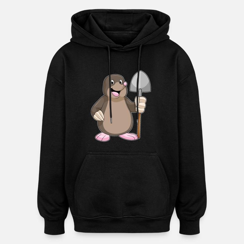 Taupe avec pelle - Sweat à capuche oversize unisexe - noir