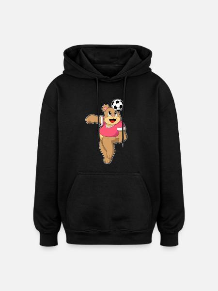 Bear Soccer Player Soccer - Oversized Unisex Hoodie - black