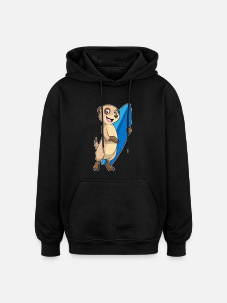 Erdmännchen Surfen Surfbrett Sommer - Oversized Unisex Hoodie - Schwarz
