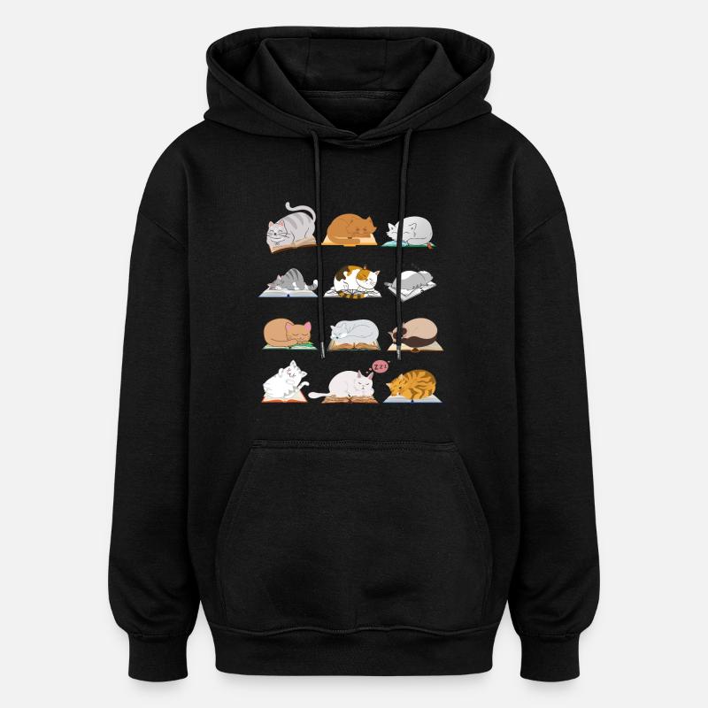 Collection de chats de lecture - Sweat à capuche oversize unisexe - noir