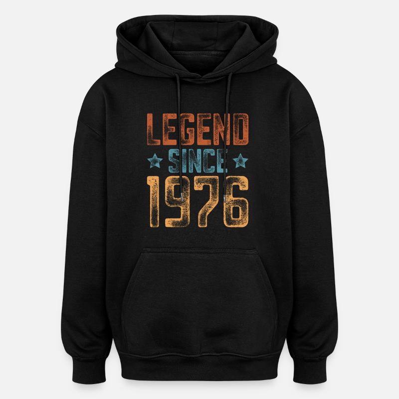 1976 Naissance Année de naissance Anniversaire - Sweat à capuche oversize unisexe - noir