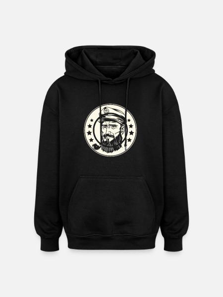 Captain Sailing Sailor Sailboat - Oversized Unisex Hoodie - black