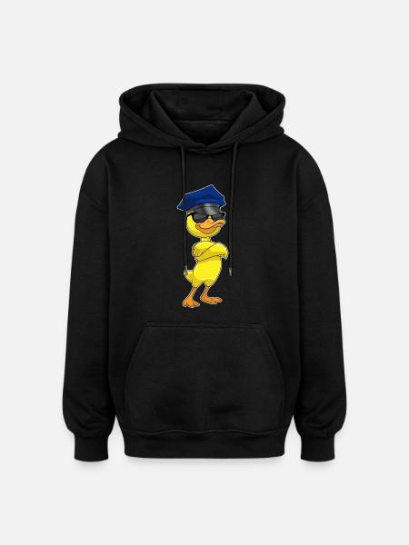 Duck Policeman Sunglasses Police - Oversized Unisex Hoodie - black