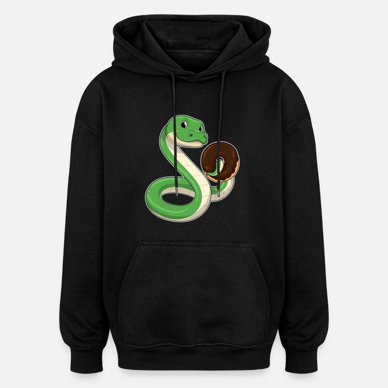Serpent avec beignet - Sweat à capuche oversize unisexe - noir