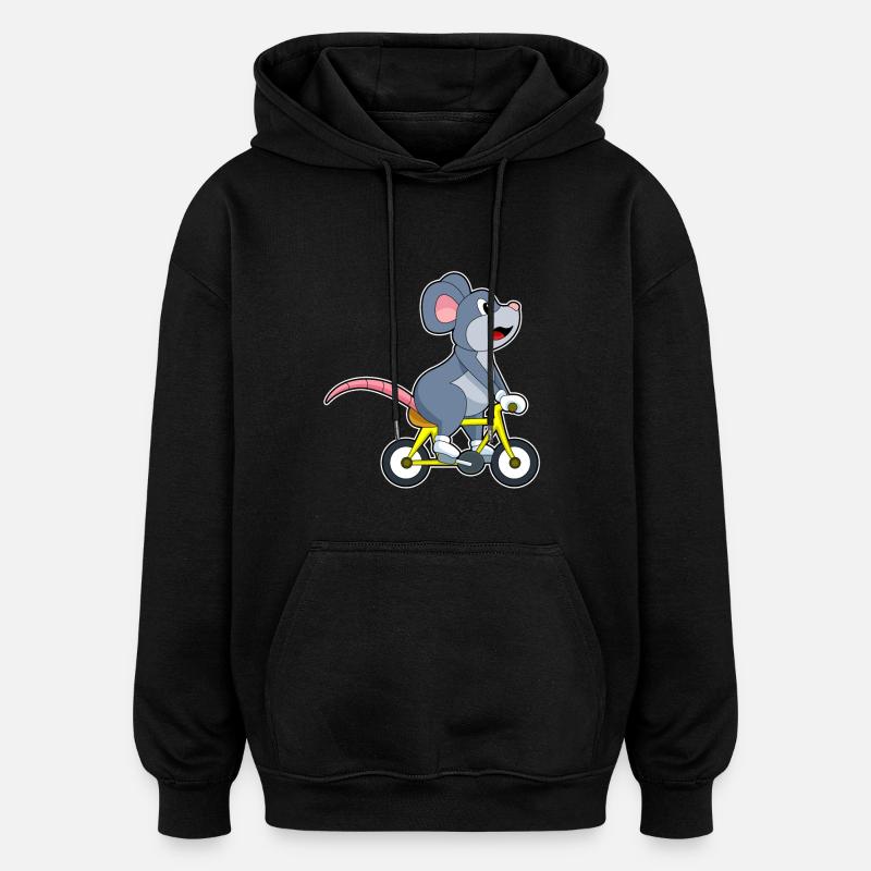 Souris avec vélo - Sweat à capuche oversize unisexe - noir