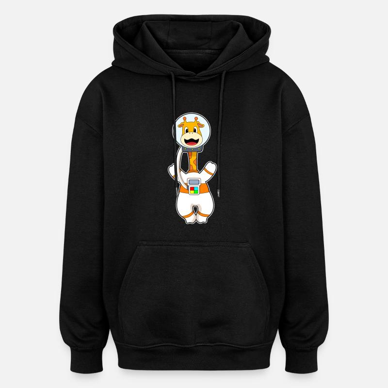 Giraffe Astronaut Space - Oversized Unisex Hoodie - black