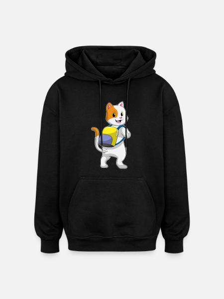 Katze Wanderer Rucksack Wandern - Oversized Unisex Hoodie - Schwarz