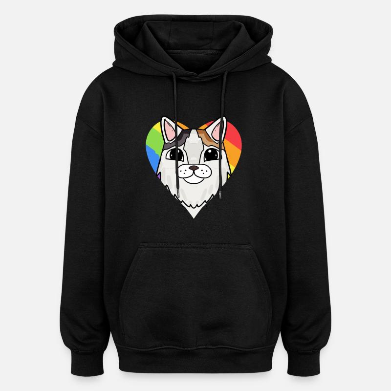 LGBT Cat Turkish Van Rainbow - Oversized Unisex Hoodie - black