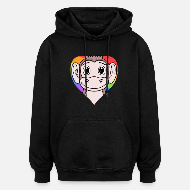 LGBT Animal Monkey Arc-en-ciel - Sweat à capuche oversize unisexe - noir