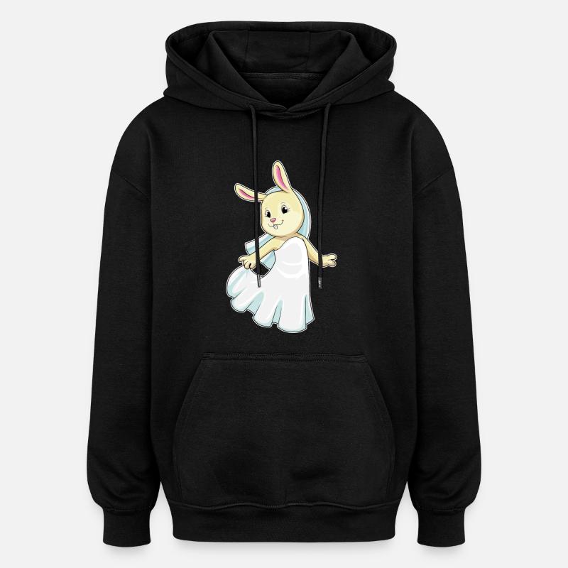 Lapin comme mariée avec voile - Sweat à capuche oversize unisexe - noir