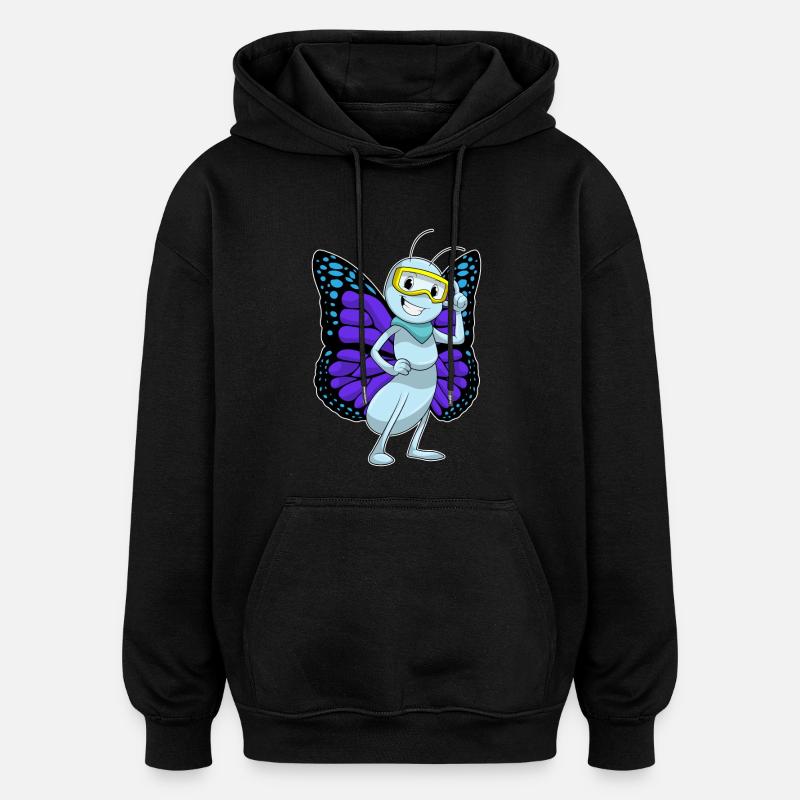 Papillon avec lunettes - Sweat à capuche oversize unisexe - noir