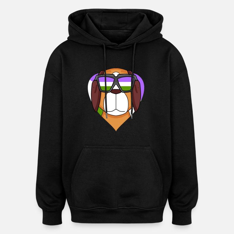 Genderqueer Chien Lgbt St. Bernard - Sweat à capuche oversize unisexe - noir