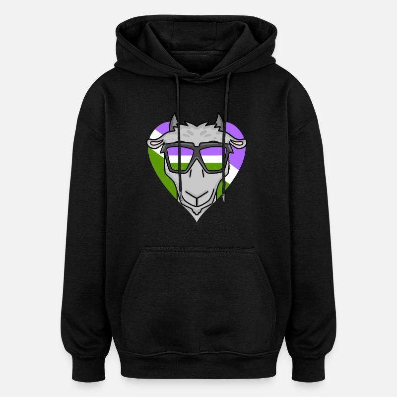 Genderqueer Chèvre - Sweat à capuche oversize unisexe - noir