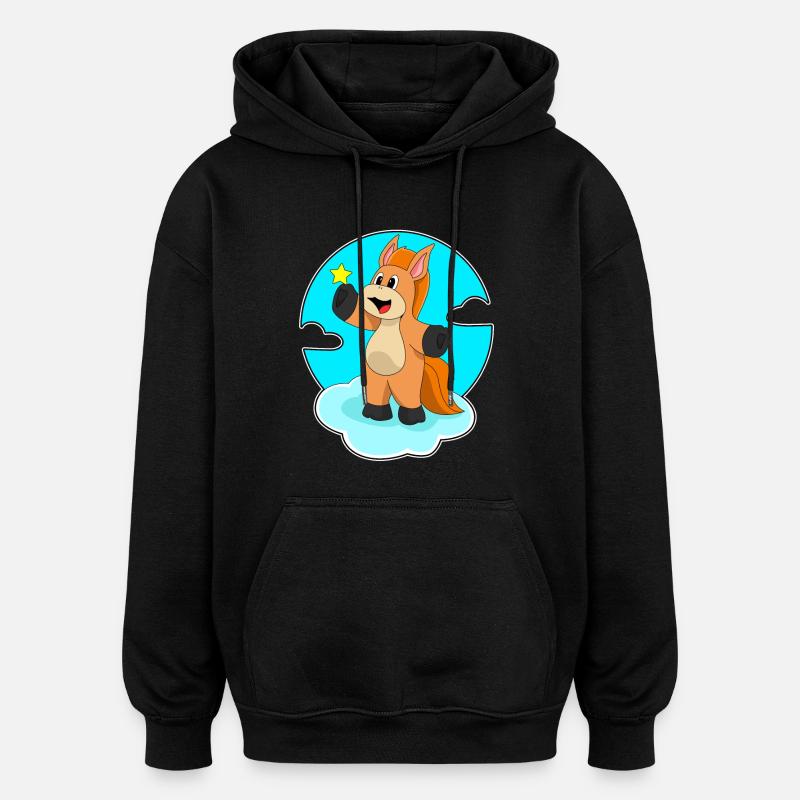 Cheval sur les nuages - Sweat à capuche oversize unisexe - noir