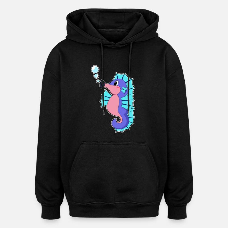 Hippocampe - Sweat à capuche oversize unisexe - noir