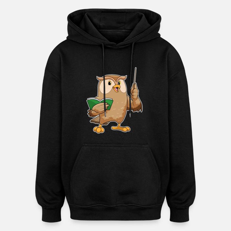 Owl teacher pointer school - Oversized Unisex Hoodie - black