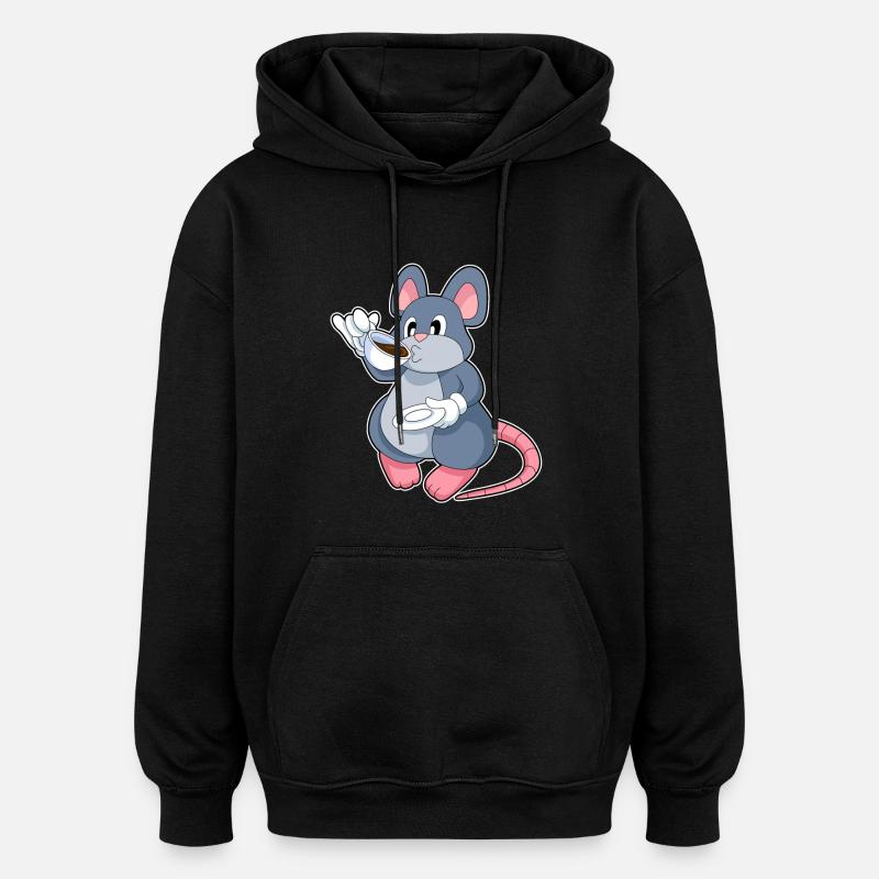 Maus Kaffee Tasse - Oversized Unisex Hoodie - Schwarz