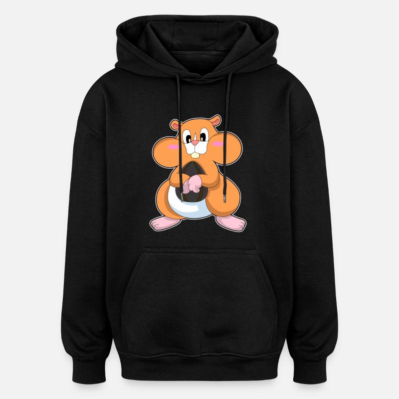 Hamster aux noix - Sweat à capuche oversize unisexe - noir