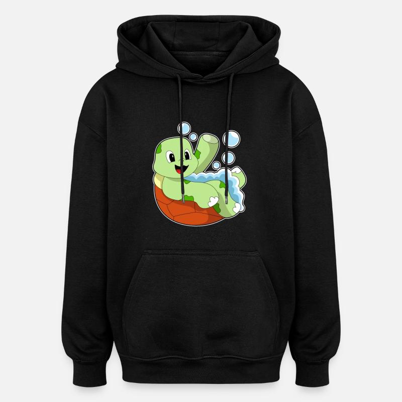 Schildkröte beim Baden mit Schaum - Oversized Unisex Hoodie - Schwarz