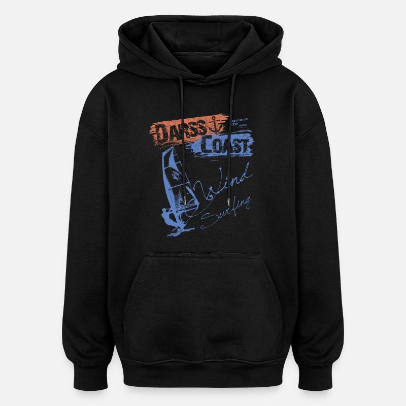 DarssCoast WINDSURFING - SURFER WINDSURFER - Oversized Unisex Hoodie - Schwarz