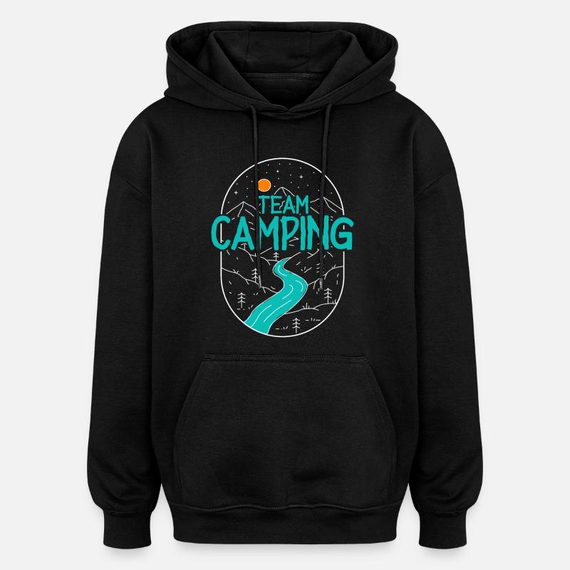 Équipe Camping Camper Campen - Sweat à capuche oversize unisexe - noir
