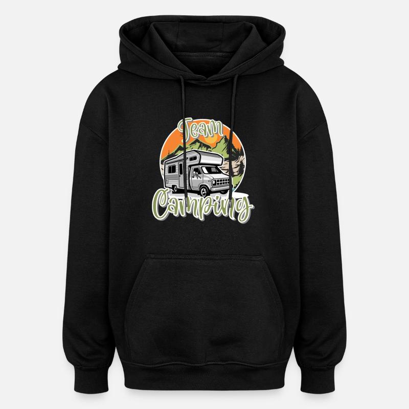 Équipe Camping Camper Campen - Sweat à capuche oversize unisexe - noir