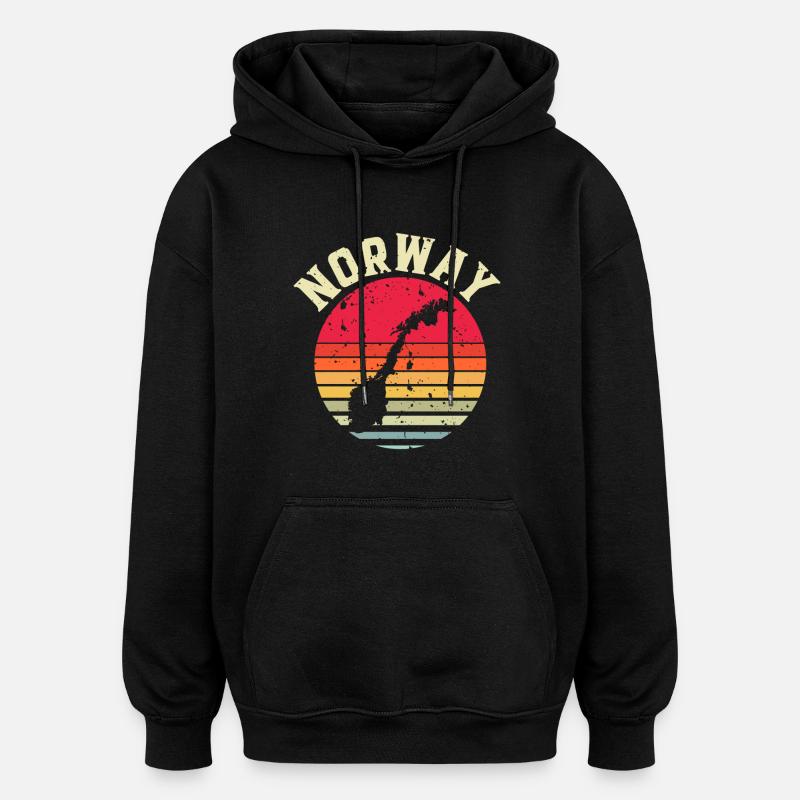 Norvège - Sweat à capuche oversize unisexe - noir