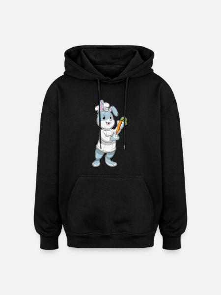 Bunny Cook Carrot Cooking - Oversized Unisex Hoodie - black