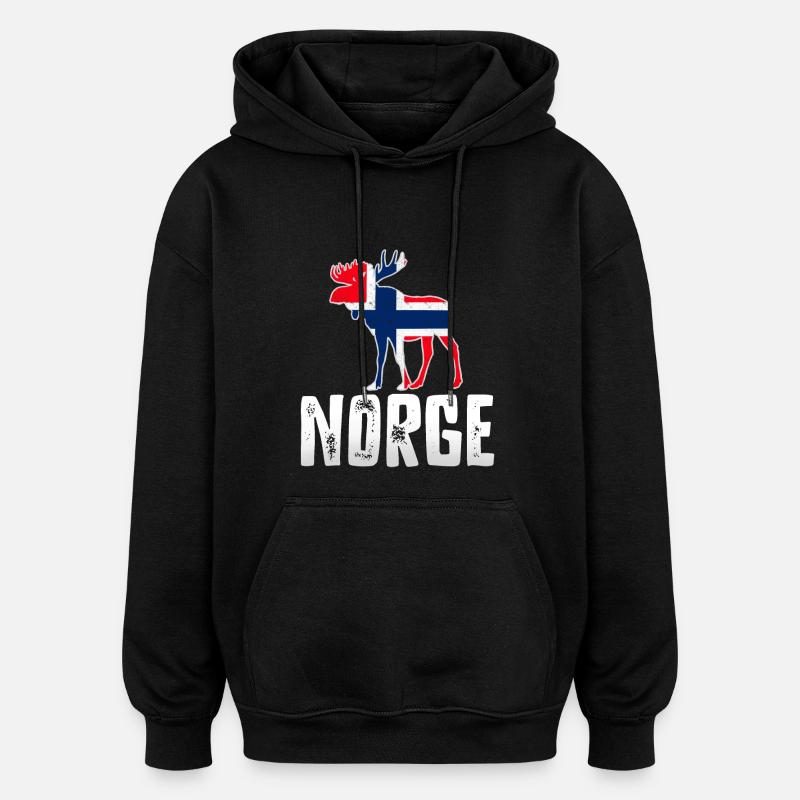 Norvège - Sweat à capuche oversize unisexe - noir