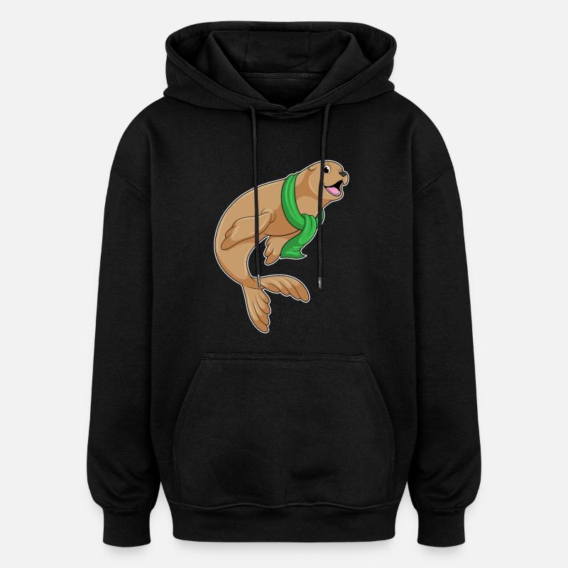 Sceau avec foulard - Sweat à capuche oversize unisexe - noir