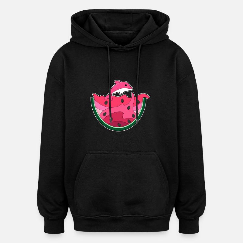 Delfin Wassermelone - Oversized Unisex Hoodie - Schwarz