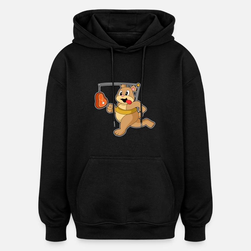 Bär Fleisch - Oversized Unisex Hoodie - Schwarz