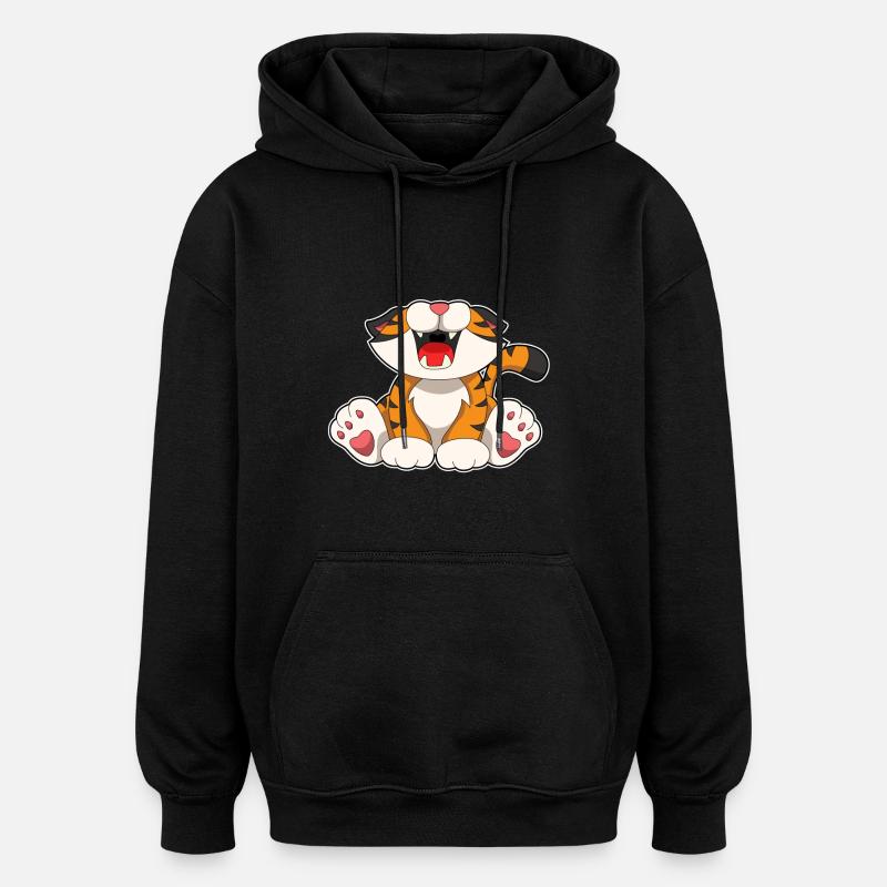 Tigre rugissant - Sweat à capuche oversize unisexe - noir