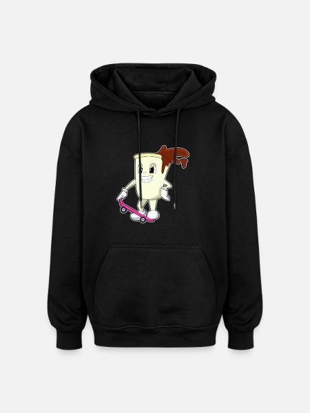 Coffee Skater Skateboard - Oversized Unisex Hoodie - black