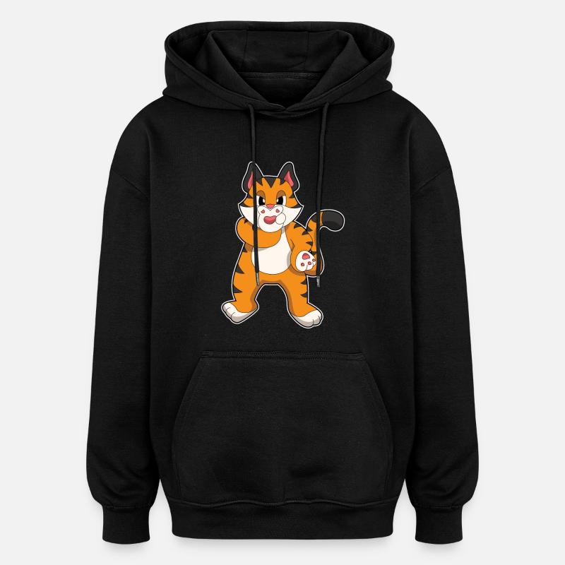 Tigre silencieux - Sweat à capuche oversize unisexe - noir