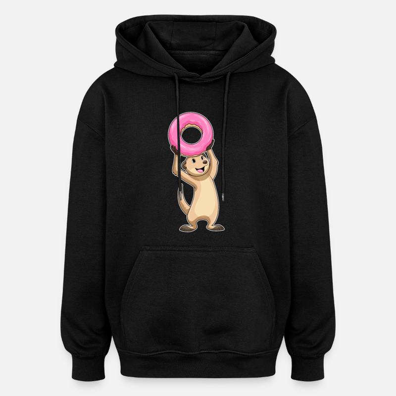 Erdmännchen mit Donut - Oversized Unisex Hoodie - Schwarz