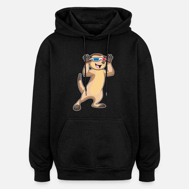 Suricates avec lunettes - Sweat à capuche oversize unisexe - noir