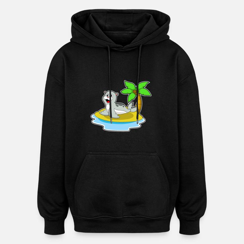 Sceau sur l’île - Sweat à capuche oversize unisexe - noir
