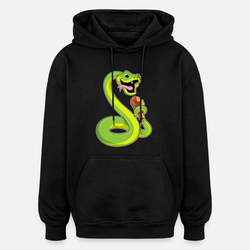 Serpent au poulet - Sweat à capuche oversize unisexe - noir