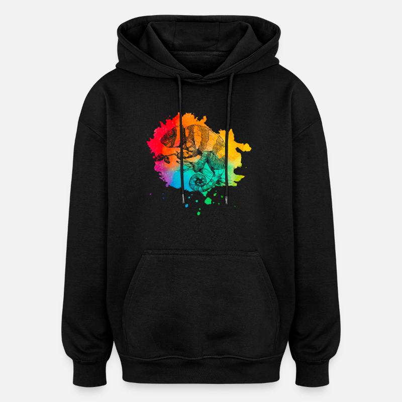 Chamäleon Retro - Oversized Unisex Hoodie - Schwarz