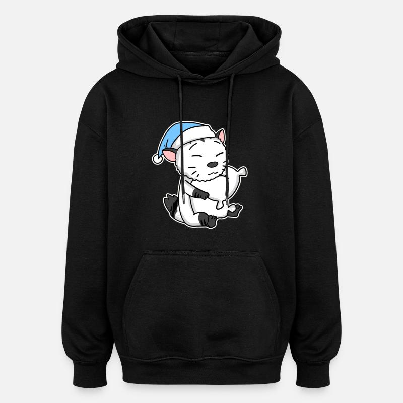 Chat race American Bobtail - Sweat à capuche oversize unisexe - noir