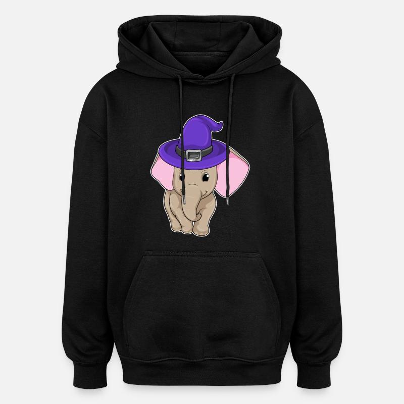 Elefant als Zauberer - Oversized Unisex Hoodie - Schwarz