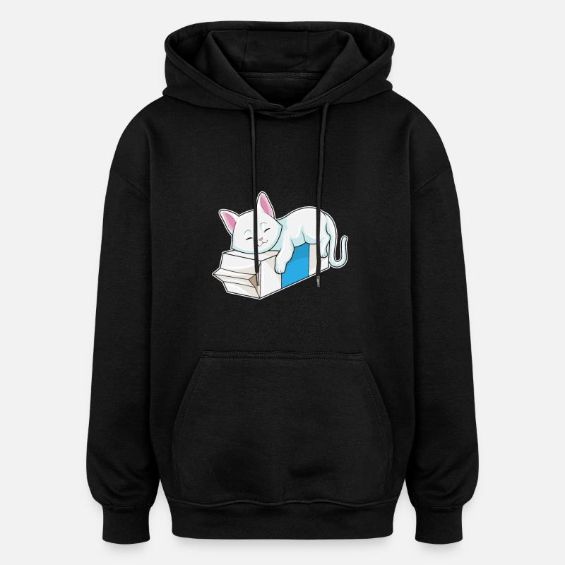 Chat au lait - Sweat à capuche oversize unisexe - noir