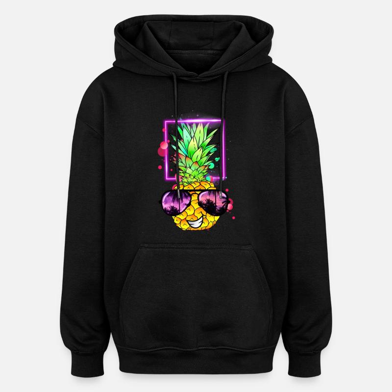 coole Ananas Retro Neon - Oversized Unisex Hoodie - Schwarz