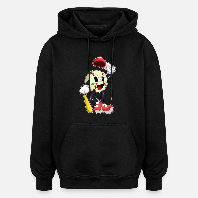 Baseball avec batte de baseball - Sweat à capuche oversize unisexe - noir